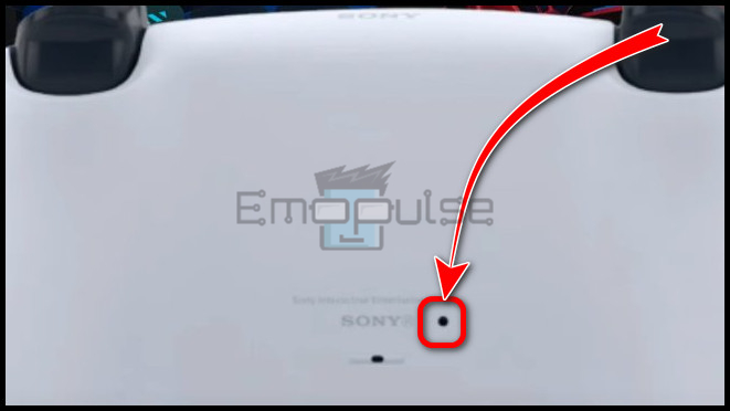 Image showing the ps4 reset hole with sony logo