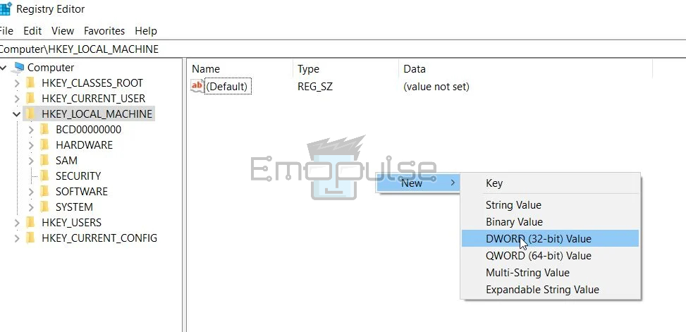 image showing how to create new file in editor of registry in windows 