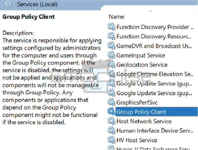 "Group Policy Client" option – Image Credit (Emopulse)